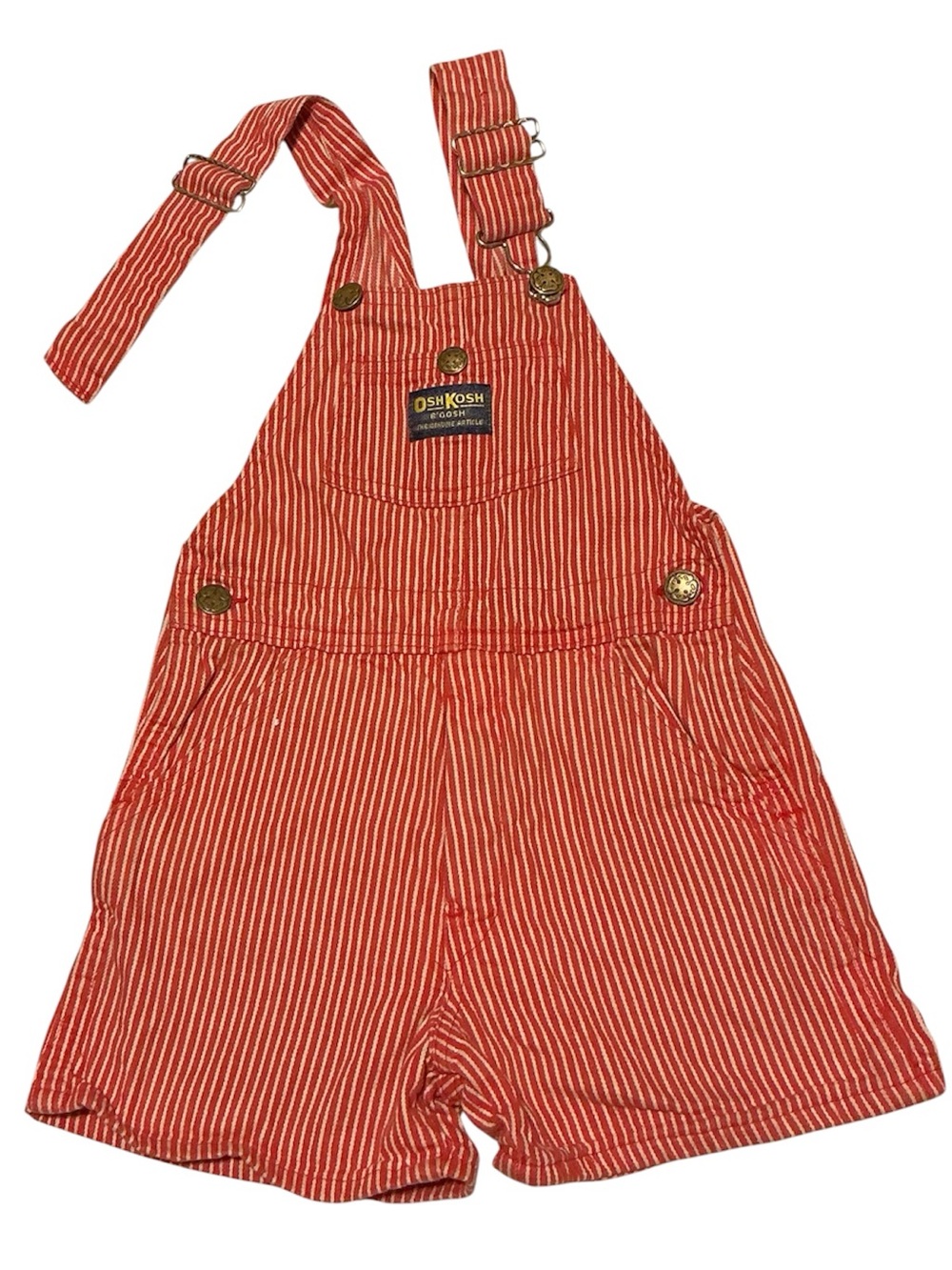 True Vintage OshKosh B'gosh Red and White Striped Short Overalls